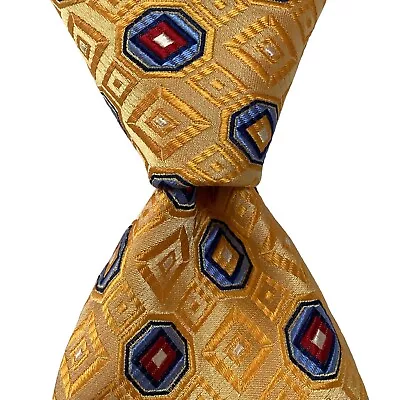 ROBERT TALBOTT Best Of Class Men's Silk XL Necktie Designer Geometric Yellow EUC • $41.99