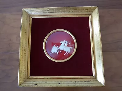 Vintage Spanish Bull Matador Wall Art Gold Frame Hand-carved 3D  8” X 8” - Spain • $34.99