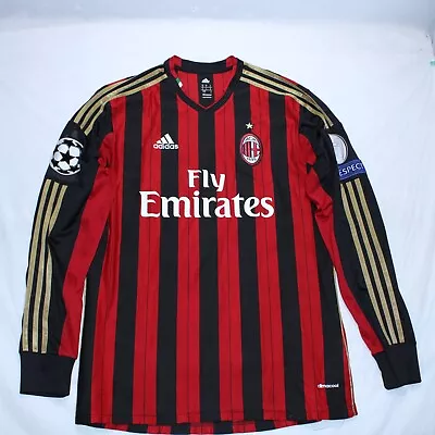 AC Milan 2013/14 Home Shirt Long Sleeved Balotelli #45 Champions League UK Large • £101.99