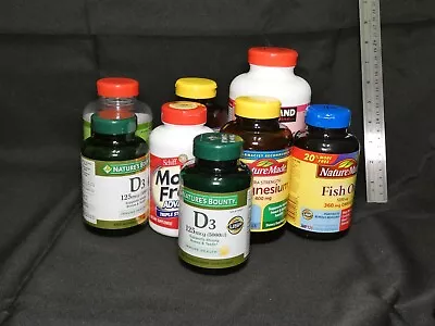 Lot 8 Used Large Medium Plastic Empty Pill Bottles Vitamins Medication Drugs #1 • $11.99