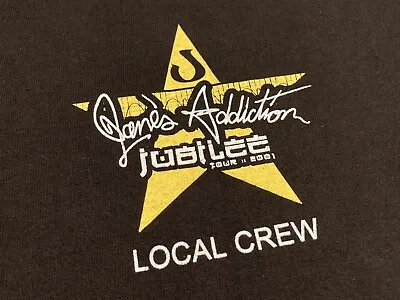 $99 • Buy Vintage Rare Janes Addiction 2001 Jubilee Tour Local Crew Concert T-Shirt NYC