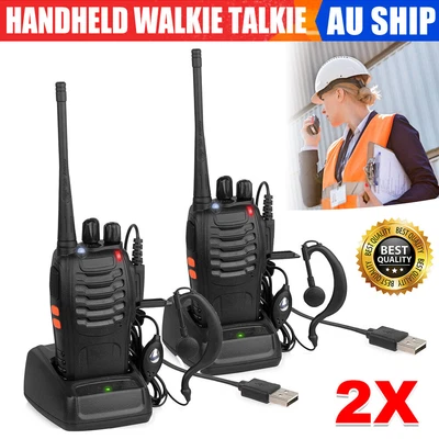 $36.95 • Buy 2X BF-888S Walkie Talkies 2 Way Radio USB Rechargeable With Earpiece 16 Channel