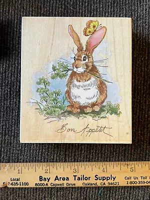 Rabbit - Bon Appetit - Rubber Stamp - Stamps Happen • $4.50