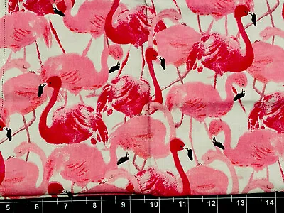 Tina Scrap 9 X21  Hawaiian Florida Ocean Bird Pink Flamingo Packed Cotton Fabric • $2.89