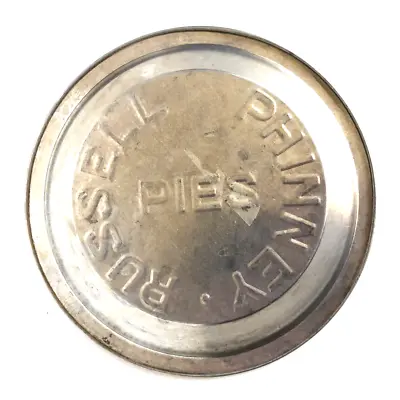 Antique Pie Tin ~ RUSSELL & PHINNEY PIES ~ Embossed Advertising 9  Pan • $9.99