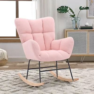 SOAR FLASH Teddy Fabric Rocking Chair For Nursery Upholstered Rocker Armchair • $155.78