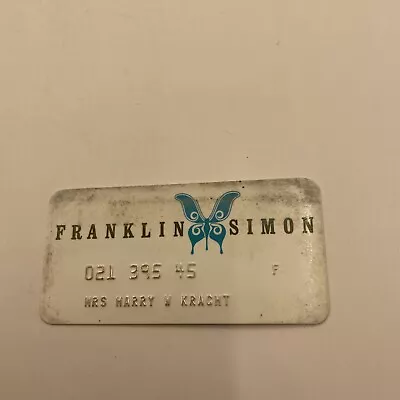 Franklin Simon Credit Card Charge Card Vintage  • $9