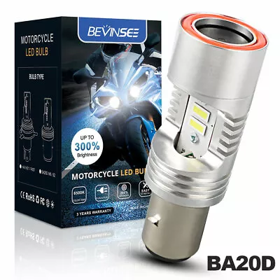 H6 BA20D 25W Motorcycle Scooter LED Headlight Bulb Fog Lamp With Red Angel Eyes • $11.99