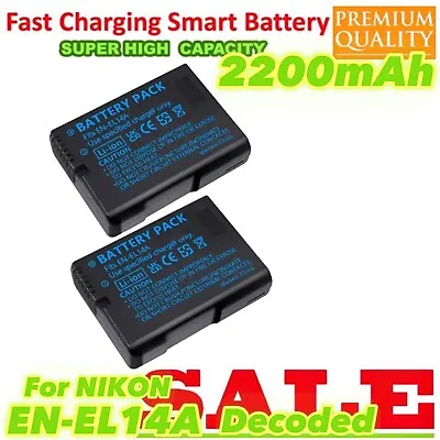 2× EN-EL14 EN-EL14a Battery Replace For Nikon Coolpix P7000 P7700 P7800 D3100 EN • $44.95