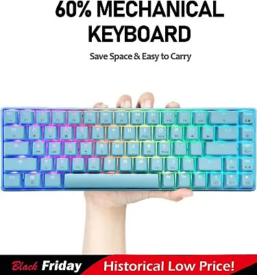MANBASNAKE MK14 60% 68 Keys Type C Wired Mechanical Gaming Keyboard RGB Backlit • $32.99