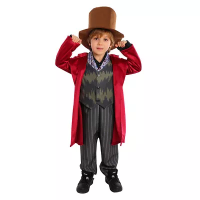 Willy Wonka Charlie And The Chocolate Factory Johnny Cosplay Kid Child Coat Pant • $48.39