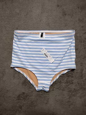 J. Crew Bikini Bottom Womens Small High Waisted Seamless Blue White Stripe • $13