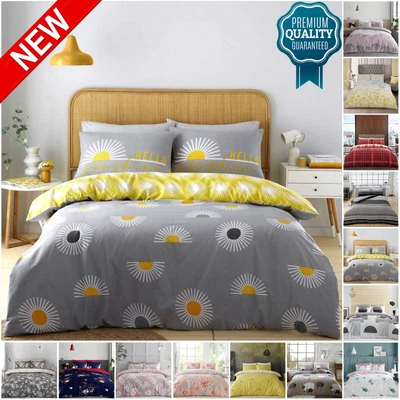 £14.79 • Buy PRINTED DUVET COVER Double King Size Bed Reversible Quilt Covers Bedding Sets