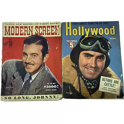 2 Magazines Modern Screen April 1943 Hollywood September 1941 Actors Movie Stars • $12.95