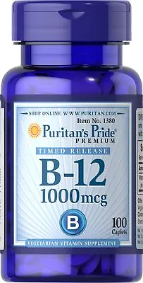 Puritan's Pride Vitamin B-12 1000 Mcg Timed Release - 100 Caplets • $8.77