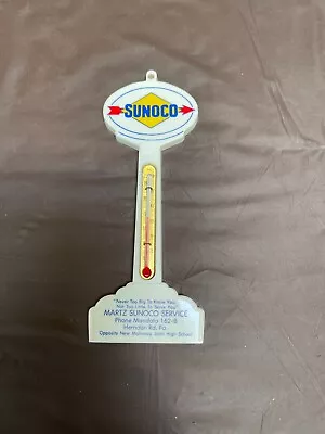 Vintage Sunoco Oil Company Herndon Pa Advertising Plastic Thermometer • $10