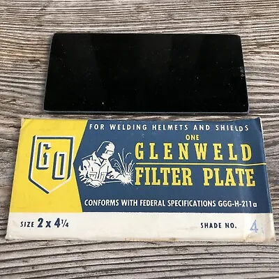 Rare Vintage Glenweld Welding Welder Glass Filter Plate Size 2 X 4 1/4 Shade 4 • $19.99