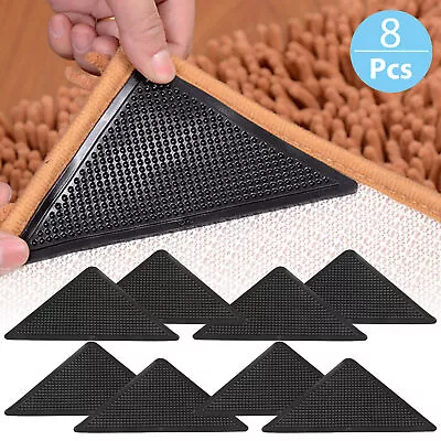 8/4PCS Rug Carpet Mats Grippers Non Slip Anti-skid Washable Reusable Grips Pads • $5.01