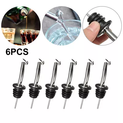 6PCS Stainless Steel Wine Wine Olive Oil Stoppers Bottles Pourer Dispenser Spout • £7.19