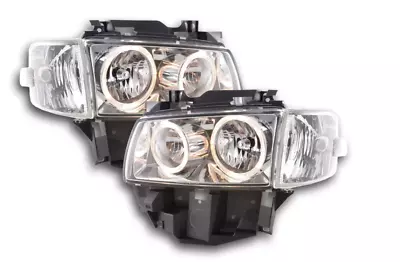 FK LED DRL Headlights Halo Anello VW Transporter Van Camper T4 97-02 Chrome LHD • $360.83