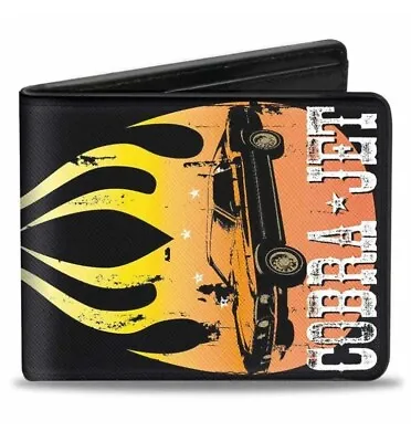 Buckle Down Mustang Flame Cobra Jet Black Yellow-Red Fade Vegan Leather Wallet • $17.50