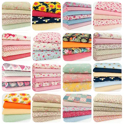 Cotton Fat Quarter Fabric Bundle VINTAGE FLORAL ROSE SUNFLOWER Poplin Material • £7.99