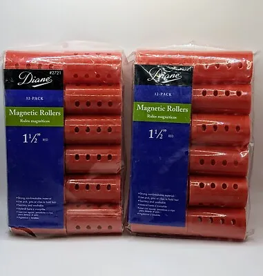 Diane Magnetic Rollers #2721 Red-1.5 Inches -12 Count. Lot Of 2 NEW • $7.73