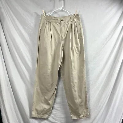 Vintage 90s Lizsport High Waist Pleated Pants Womens 16 Baggy Khaki Mom Plus • $24.97