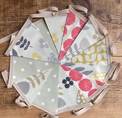 Handmade Oilcloth Bunting - Garden/Home Garden Mix - 3 Meters Double Sided • £17.70