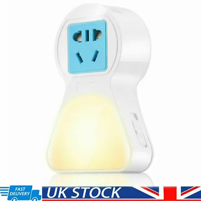 Plug In PIR Motion Sensor Hallway Socket LED Home White/Yellow Night Light Safe • £3.99