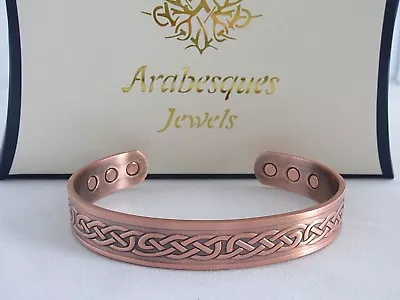 Mens Top Quality Copper Celtic Healing Magnetic Bangle/bracelet Pain Relief Ajmb • £12.99