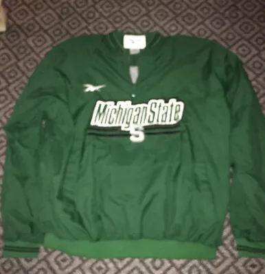 Reebok NCAA Michigan State Pullover Windbreaker Mens Sz Large Green Used • $39.99