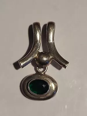 Vintage  Sterling Silver  Malachite Abstract Mexico Hinged Pendent • $35