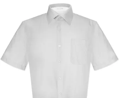 Biagio 100% Cotton Mens Short Sleeve Solid SILVER GREY Color Dress Shirt Sz S • $25.95