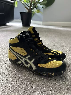 Asics Aggressor 1 Wrestling Shoes Mens Sz 9.5Boxing MMA Black Yellow RARE Rulons • $249.99