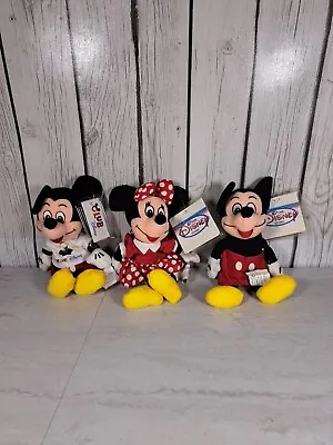 Disney Mickey And Minnie Mouse Plush * Lot Of 3 The Disney Store Beanie W Tags • $15.69