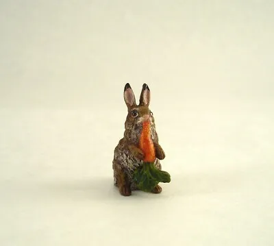 Vienna Bronze Small Rabbit Holding / Eating Carrot Bermann Cold Painted Hare • $84.99