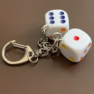 £1.99 • Buy Double D6 Spot - Dice Keyring - White With Rainbow Pips - Games Master - Geek.