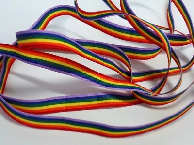 Rainbow Ribbon Gay Pride Ribbon Choice Of Width & Free Postage • £1.05