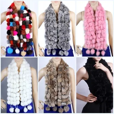 100% Real Rabbit Fur Handmade Women Fashion Wraps Scarves Warm Shawl Scarfs Xmas • $6.99