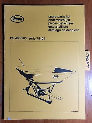 Vicon Greenland PS403 PS503 Spreader Series 75404 Parts Manual 70.003.563/2 • $15