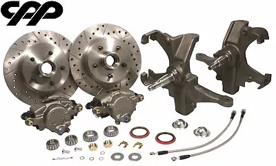 $570 • Buy 58-64 Chevy Impala 12  Drilled Disc Brake Conversion Kit W/ 2  Drop Spindles