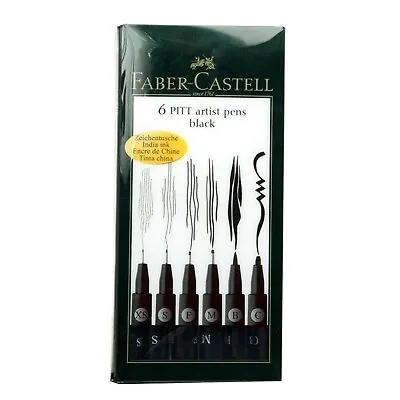 Faber-Castell PITT Artist Pens Pigmented Drawing Ink & Various Nibs Pack Of 6 • £12.59