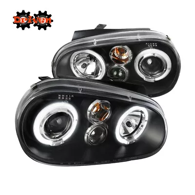 $174.99 • Buy For 99-06 Volkswagen Golf GTi MK4 99-02 Cabrio Projecotor Halo Headlights Black