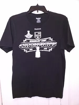 NHL 2014 Stanley Cup Champions LA Kings Logo Reebok T-shirt Men's Medium Black • $9.86