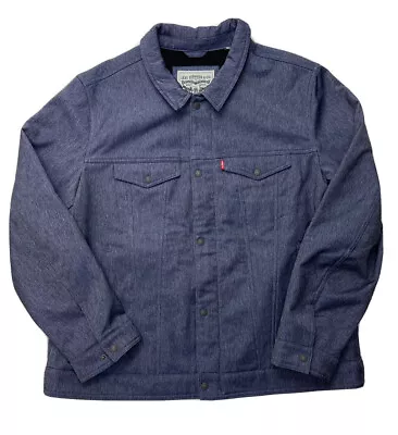 $49.99 • Buy Levi Strauss Mens Fleece Lined Trucker Jacket Size 2XL Blue Soft Shell Full Zip