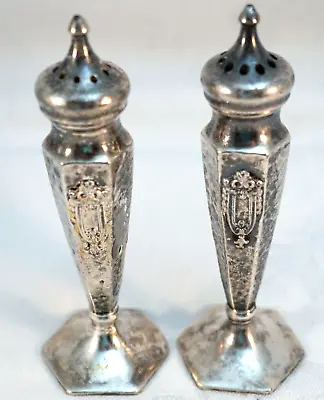Silver Plated Salt & Pepper Shakers W.B Mfg. Co. Nice Design • $25.99