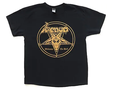 Venom Welcome To Hell T Shirt Black Thrash Metal LP Cover Lyrics Large • $75