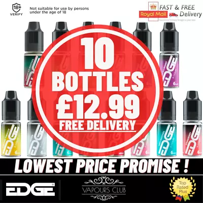 EDGE E Liquid | All Flavours | 10 FOR £12.99 | EDGE UK 10ml | WOW £1.29 Each!! • £12.99