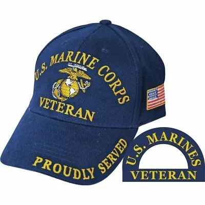 United States Marine Corps Veteran Proudly Served Blue Hat Cap USMC • $16.88